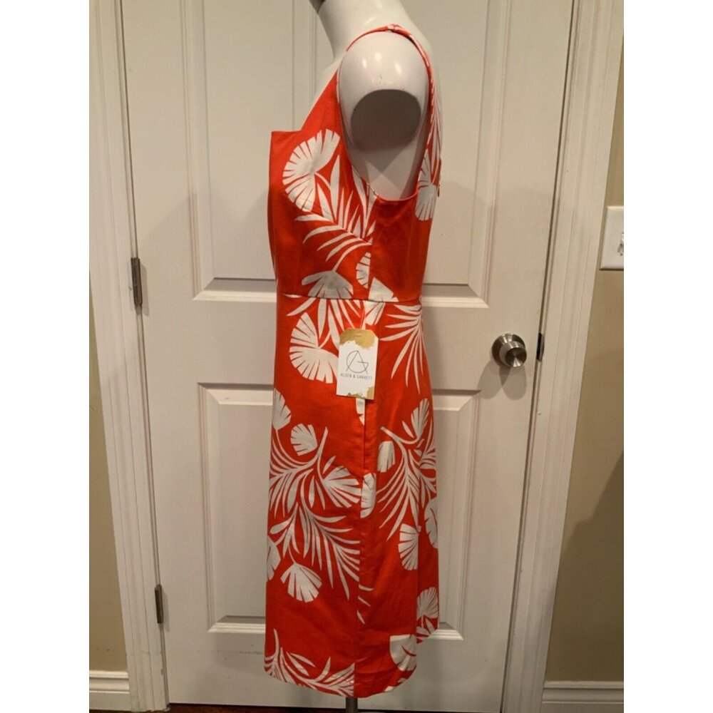 Boden Red & White Leaf Patterned Shift Dress, NWT… - image 4